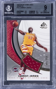 2005-06 Upper Deck SP Game Used "Jerseys" #16-J LeBron James Jersey Card (#050/100) - BGS MINT 9